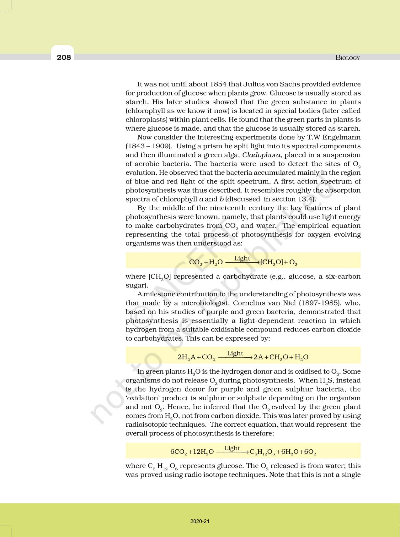 Photosynthesis In Higher Plants Ncert Book Of Class Biology